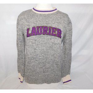 Wilfred Laurier University Canada Womens XL Renu Cabin Sweater Gray Purple